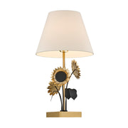 Savoy House Amelia 1-Light Table Lamp | Nature Inspired Brass and Black Metal with White Linen Shade | Bedroom & Living Room Accent | 16 in | Model 11-CD28