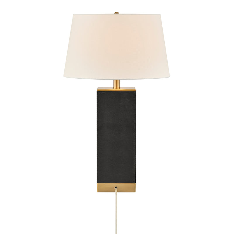 Savoy House Max 17in 1-Light Table Lamp | Modern Black Faux Leather and White Linen | Bedroom & Living Room | 17 x 17 x 27.88 in | Model 11-CD32-BK
