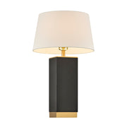 Savoy House Max 17in 1-Light Table Lamp | Modern Black Faux Leather and White Linen | Bedroom & Living Room | 17 x 17 x 27.88 in | Model 11-CD32-BK