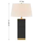 Savoy House Max 17in 1-Light Table Lamp | Modern Black Faux Leather and White Linen | Bedroom & Living Room | 17 x 17 x 27.88 in | Model 11-CD32-BK