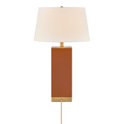 Savoy House Max 17in 1-Light Table Lamp | Modern Honey Brown Faux Leather and White Linen | Bedroom & Living Room | 17 x 17 x 27.88 in | Model 11-CD32-HB