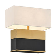 Savoy House Oliver 15.5in 1-Light Table Lamp | Modern Honey Brown and Black Faux Leather and White Linen | Bedroom & Living Room | 8 in | Model 11-CD33-HBBK