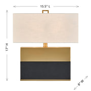 Savoy House Oliver 15.5in 1-Light Table Lamp | Modern Honey Brown and Black Faux Leather and White Linen | Bedroom & Living Room | 8 in | Model 11-CD33-HBBK