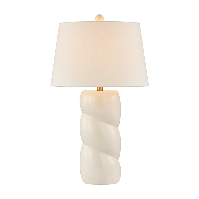 Savoy House Betty 17in 1-Light Table Lamp | Soft Modern White High-Gloss Ceramic with White Linen Shade and Warm Brass Accents | Bedroom & | Model 11-CD36