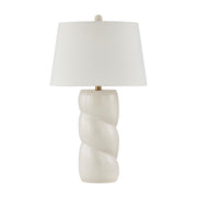 Savoy House Betty 17in 1-Light Table Lamp | Soft Modern White High-Gloss Ceramic with White Linen Shade and Warm Brass Accents | Bedroom & | Model 11-CD36