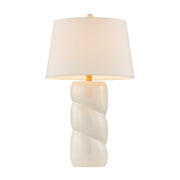 Savoy House Betty 17in 1-Light Table Lamp | Soft Modern White High-Gloss Ceramic with White Linen Shade and Warm Brass Accents | Bedroom & | Model 11-CD36