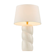 Savoy House Betty 17in 1-Light Table Lamp | Soft Modern White High-Gloss Ceramic with White Linen Shade and Warm Brass Accents | Bedroom & | Model 11-CD36