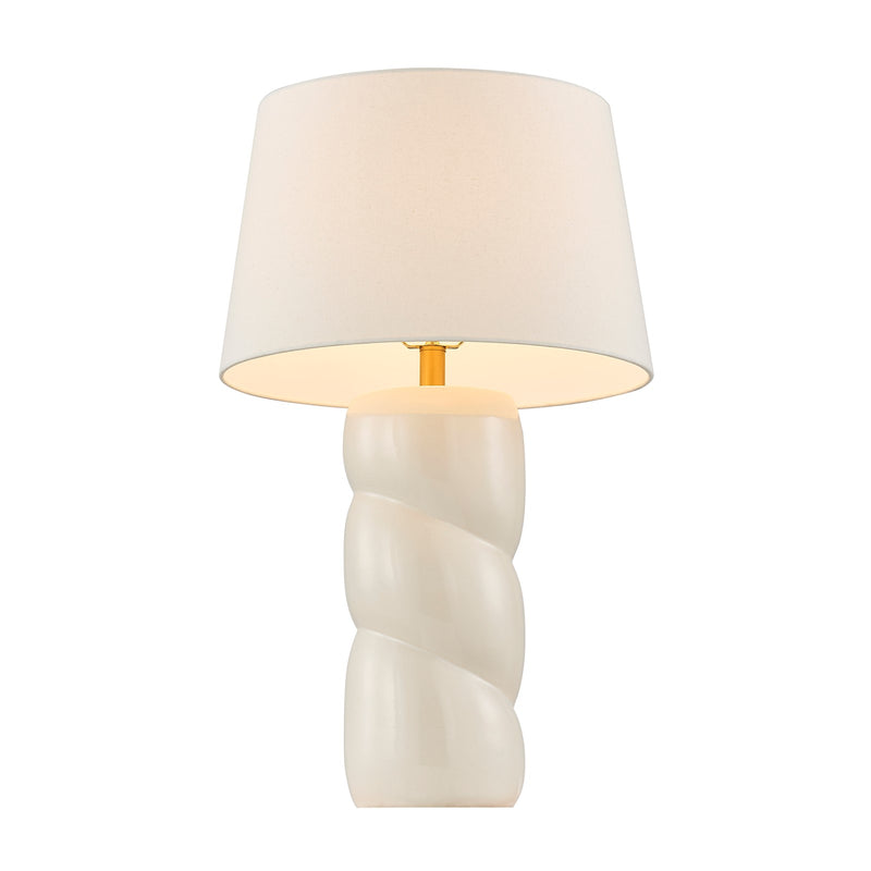 Savoy House Betty 17in 1-Light Table Lamp | Soft Modern White High-Gloss Ceramic with White Linen Shade and Warm Brass Accents | Bedroom & | Model 11-CD36
