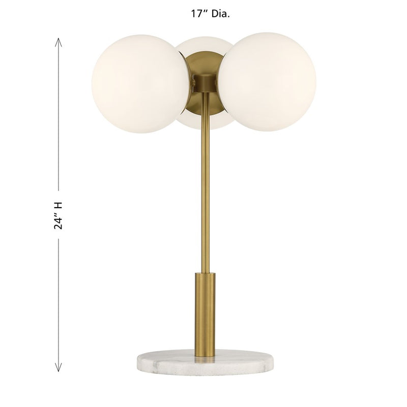 Savoy House Turin 3 Lt Table Lamp, White Opal