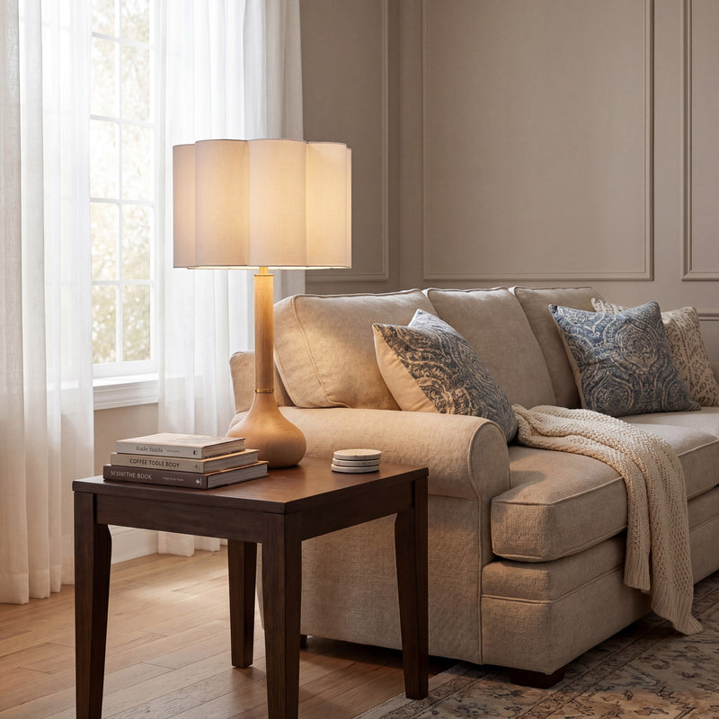 Savoy House Derby 1 Lt Table Lamp, White Scalloped