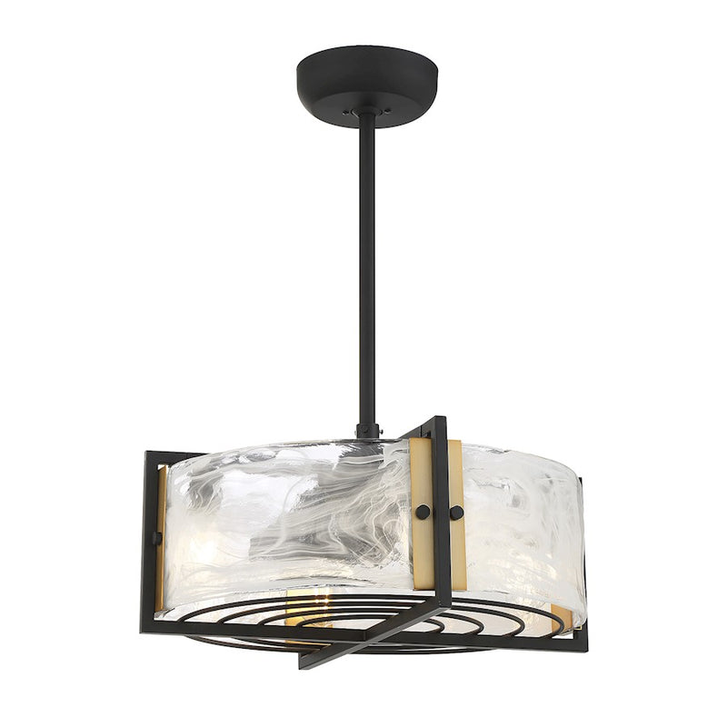 Savoy House Hayward 4 Light Fan D'Lier, Black/Brass/Strie Piastra