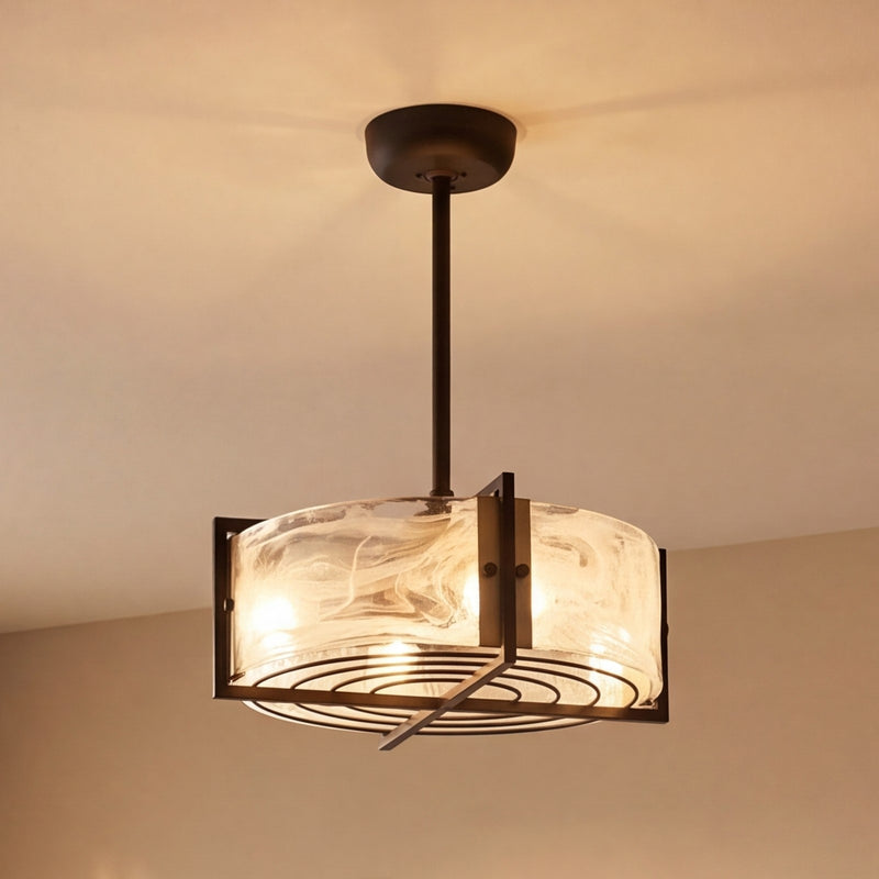 Savoy House Hayward 4 Light Fan D'Lier, Black/Brass/Strie Piastra
