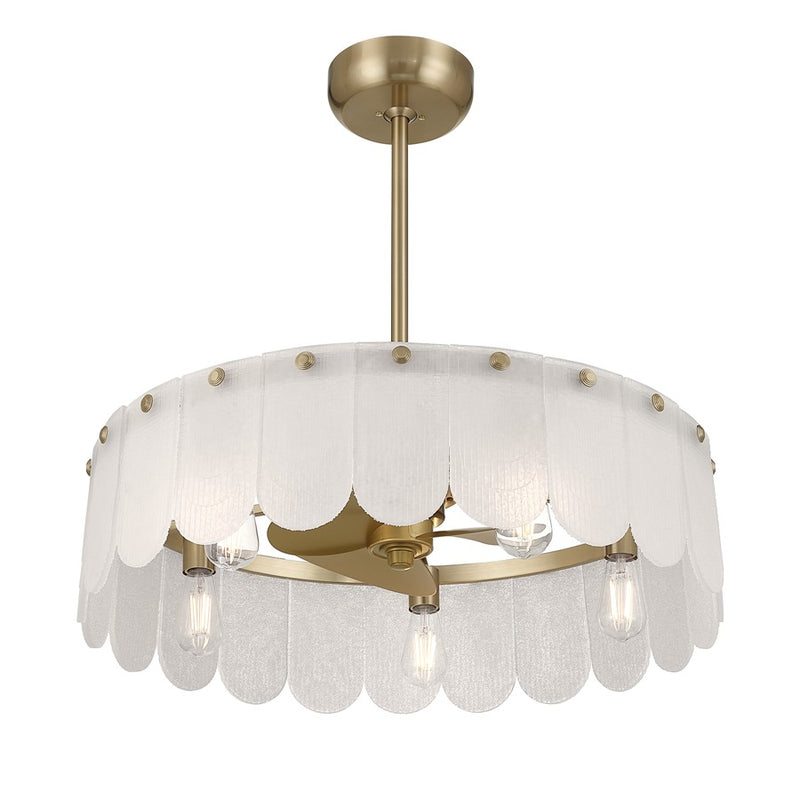 Savoy House Ashton 5 Lt Ceiling Fan, Fan D'Lier, Noble Brass