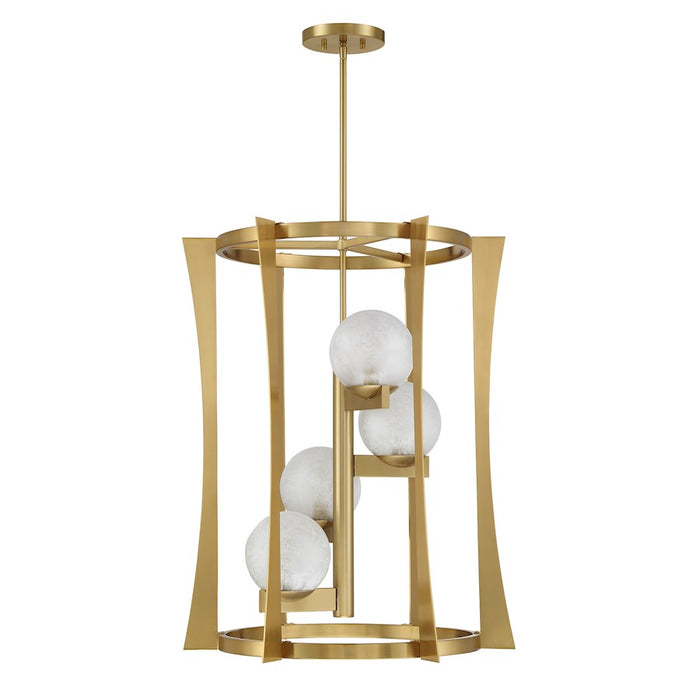 Savoy House Darien 4 Light Pendant, Warm Brass/Ice