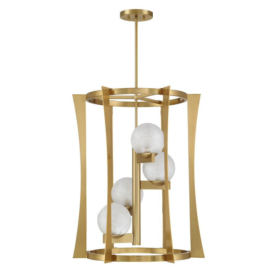 Savoy House Darien 4 Light Pendant, Warm Brass/Ice