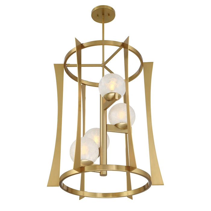 Savoy House Darien 4 Light Pendant, Warm Brass/Ice