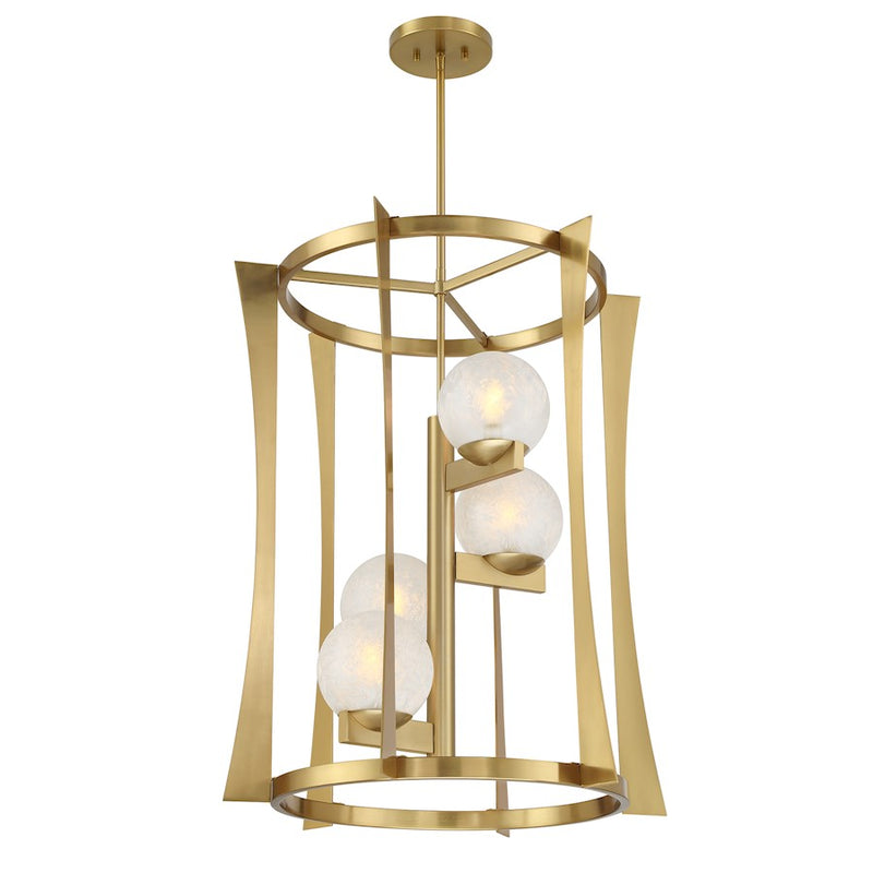 Savoy House Darien 4 Light Pendant, Warm Brass/Ice