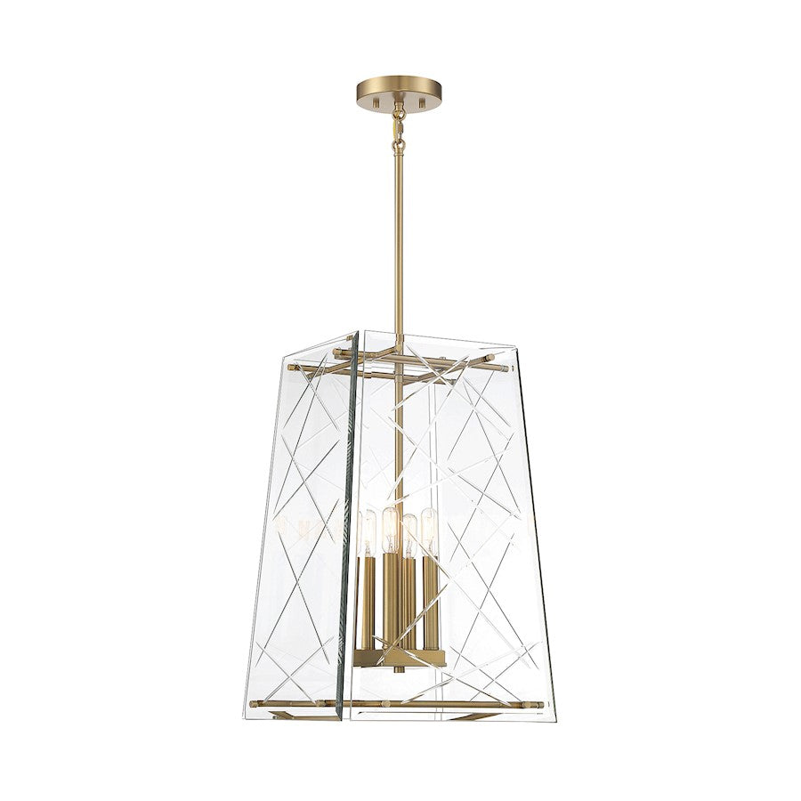 Savoy House Kole 4-Light Pendant, Warm Brass - 3-1617-4-322