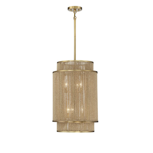 Savoy House Ashburn 6-Light Pendant, Warm Brass/Rope - 3-1773-6-320