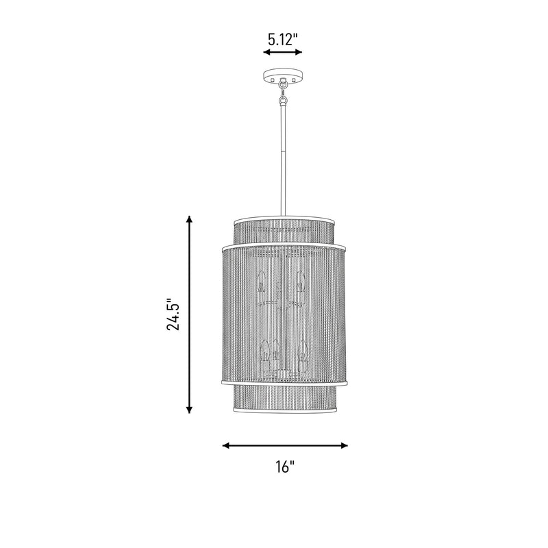 Savoy House Ashburn 6-Light Pendant, Warm Brass/Rope