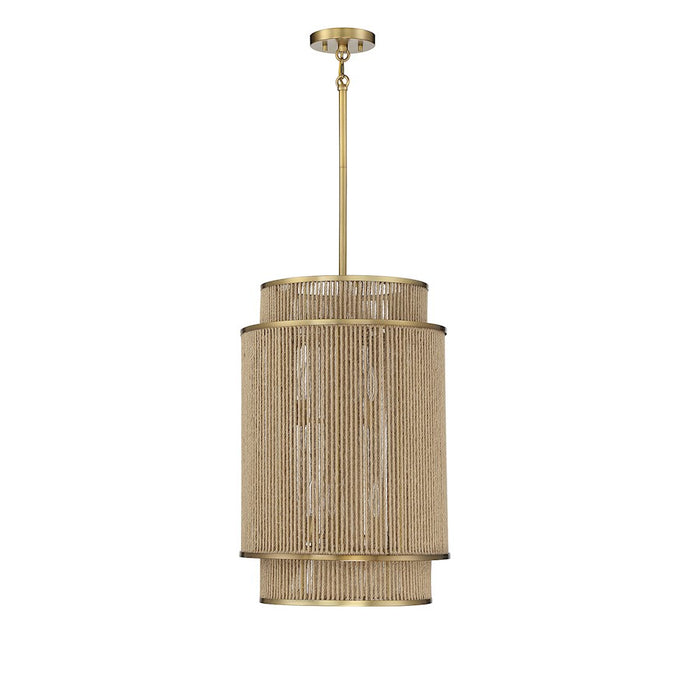 Savoy House Ashburn 6-Light Pendant, Warm Brass/Rope