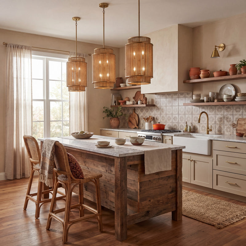 Savoy House Ashburn 6-Light Pendant, Warm Brass/Rope