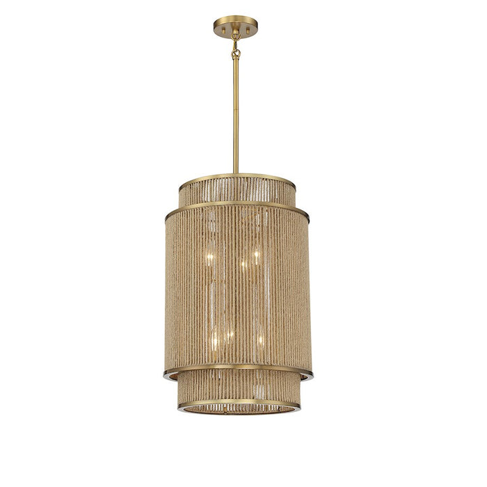 Savoy House Ashburn 6-Light Pendant, Warm Brass/Rope