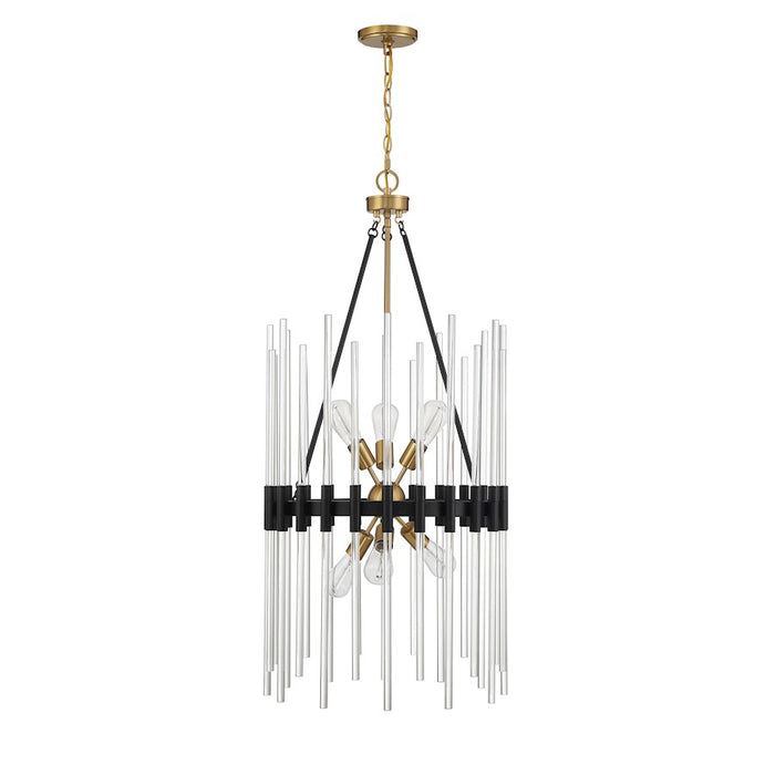 Savoy House Santiago 6 Light Pendant, Black/Brass Accents