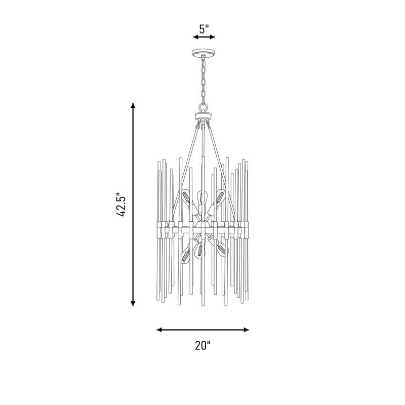 Savoy House Santiago 6 Light Pendant, Black/Brass Accents