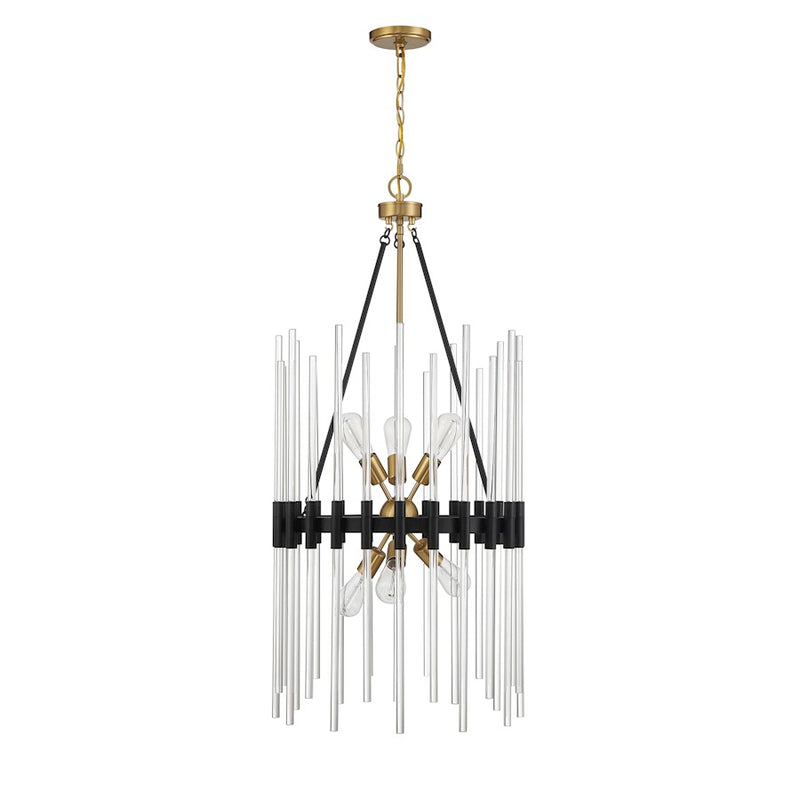 Savoy House Santiago 6Lt Pendant, Black/Brass