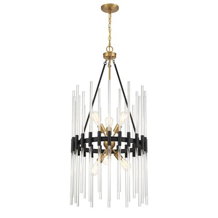 Savoy House Santiago 6 Light Pendant, Black/Brass Accents