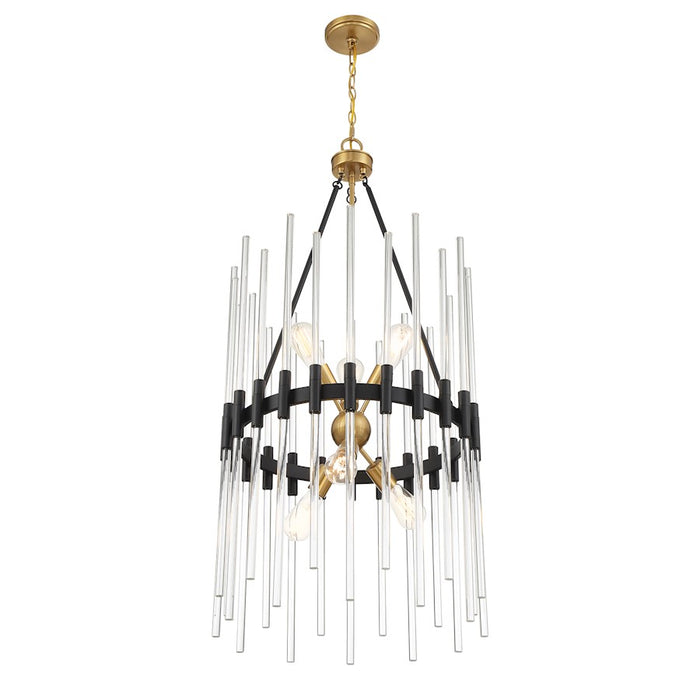 Savoy House Santiago 6 Light Pendant, Black/Brass Accents