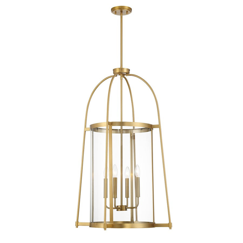 Savoy House Rosedale 4 Light Pendant, Warm Brass/Clear