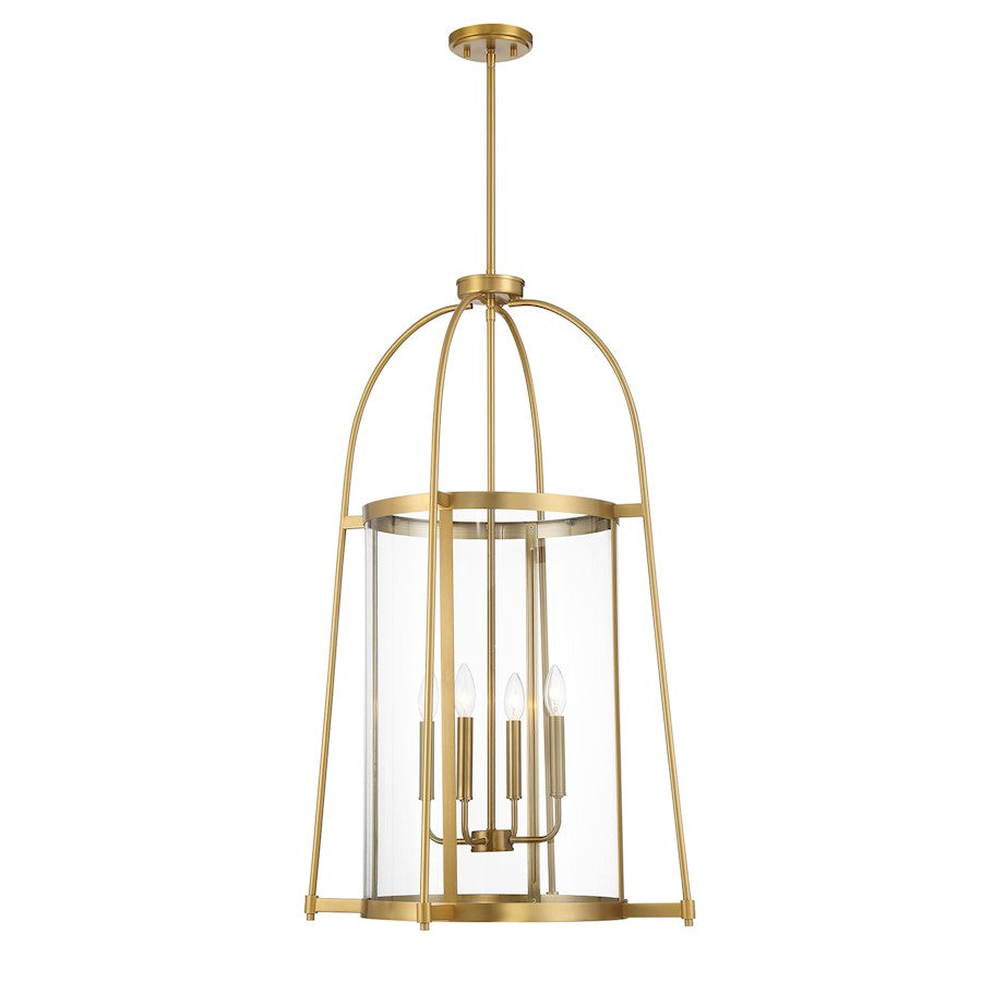 Savoy House Rosedale 4 Light Pendant, Warm Brass/Clear - 3-2406-4-322