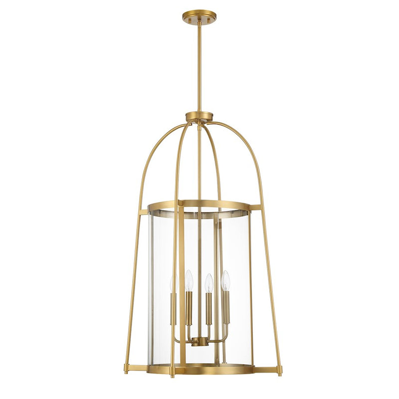 Savoy House Rosedale 4 Light Pendant, Warm Brass/Clear