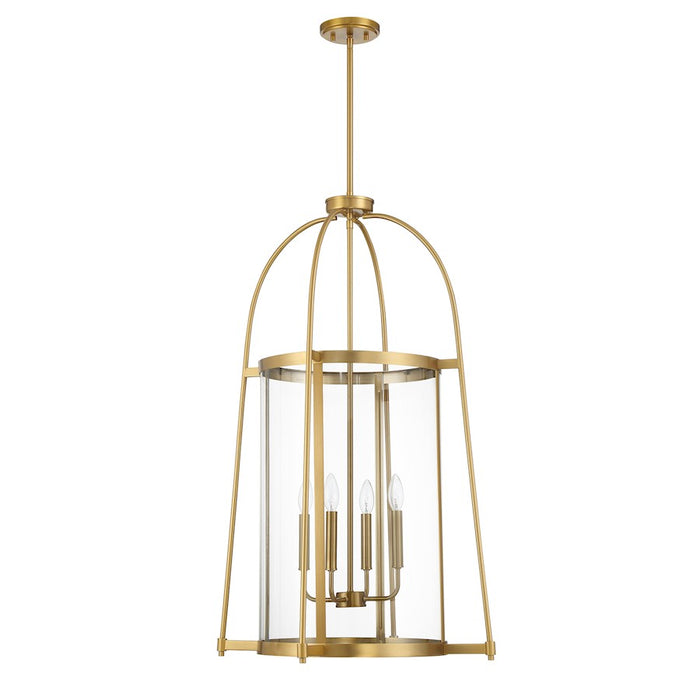 Savoy House Rosedale 4 Light Pendant, Warm Brass/Clear