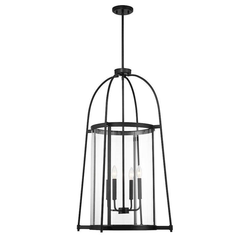 Savoy House Rosedale 4 Light Pendant, Matte Black/Clear