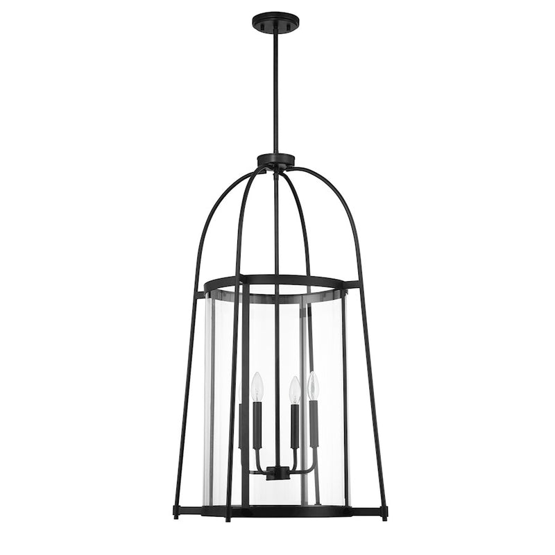 Savoy House Rosedale 4 Light Pendant, Matte Black/Clear