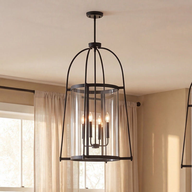 Savoy House Rosedale 4 Light Pendant, Matte Black/Clear