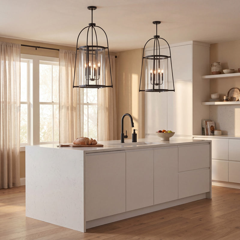 Savoy House Rosedale 4 Light Pendant, Matte Black/Clear