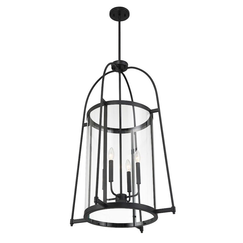 Savoy House Rosedale 4 Light Pendant, Matte Black/Clear