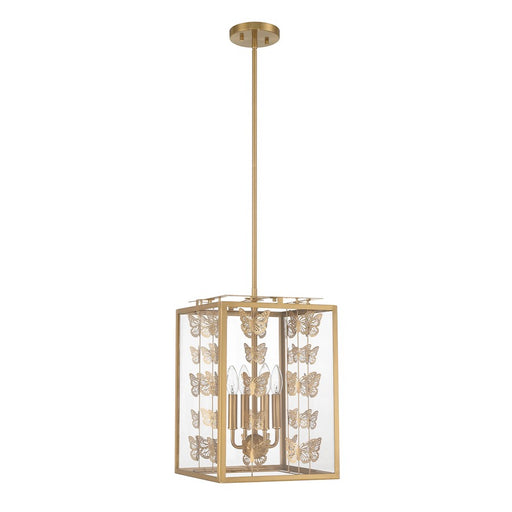 Savoy House Birch 4 Light Pendant, Warm Brass/Clear - 3-4197-4-322