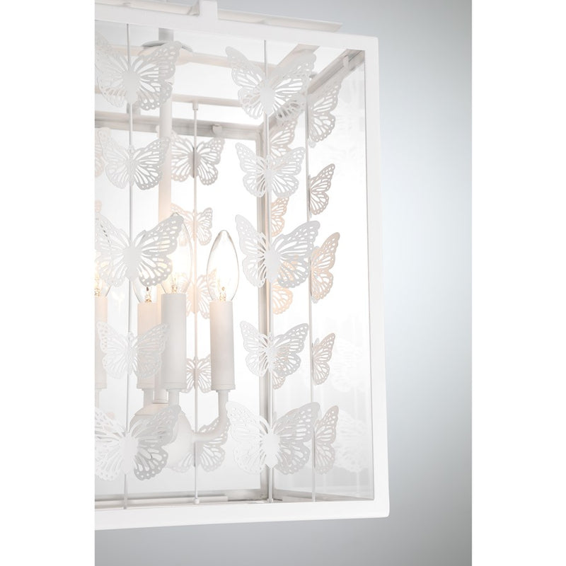 Savoy House Birch 4 Light Pendant, Bisque White/Clear