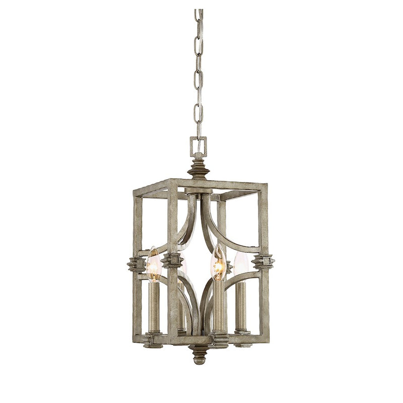 Savoy House Structure 4-Light Pendant, Aged Steel