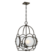 Savoy House Damen 17in 4-Light Pendant | Transitional Mediterranean Bronze Metal and Frosted Seeded Glass | Dining Room & Foyer | 17 | Model 3-4699-4-15