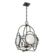 Savoy House Damen 17in 4-Light Pendant | Transitional Mediterranean Bronze Metal and Frosted Seeded Glass | Dining Room & Foyer | 17 | Model 3-4699-4-15