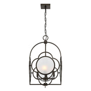 Savoy House Damen 17in 4-Light Pendant | Transitional Mediterranean Bronze Metal and Frosted Seeded Glass | Dining Room & Foyer | 17 | Model 3-4699-4-15
