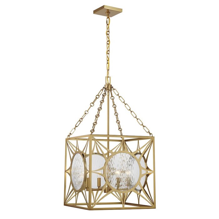 Savoy House Balfour 4 Light Pendant, Warm Brass/Clear Water - 3-5063-4-322