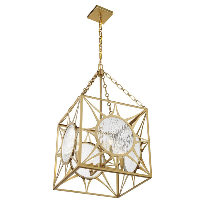 Savoy House Balfour 4 Light Pendant, Warm Brass/Clear Water
