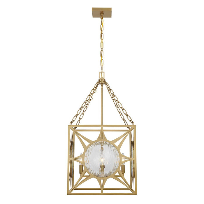 Savoy House Balfour 4 Light Pendant, Warm Brass/Clear Water